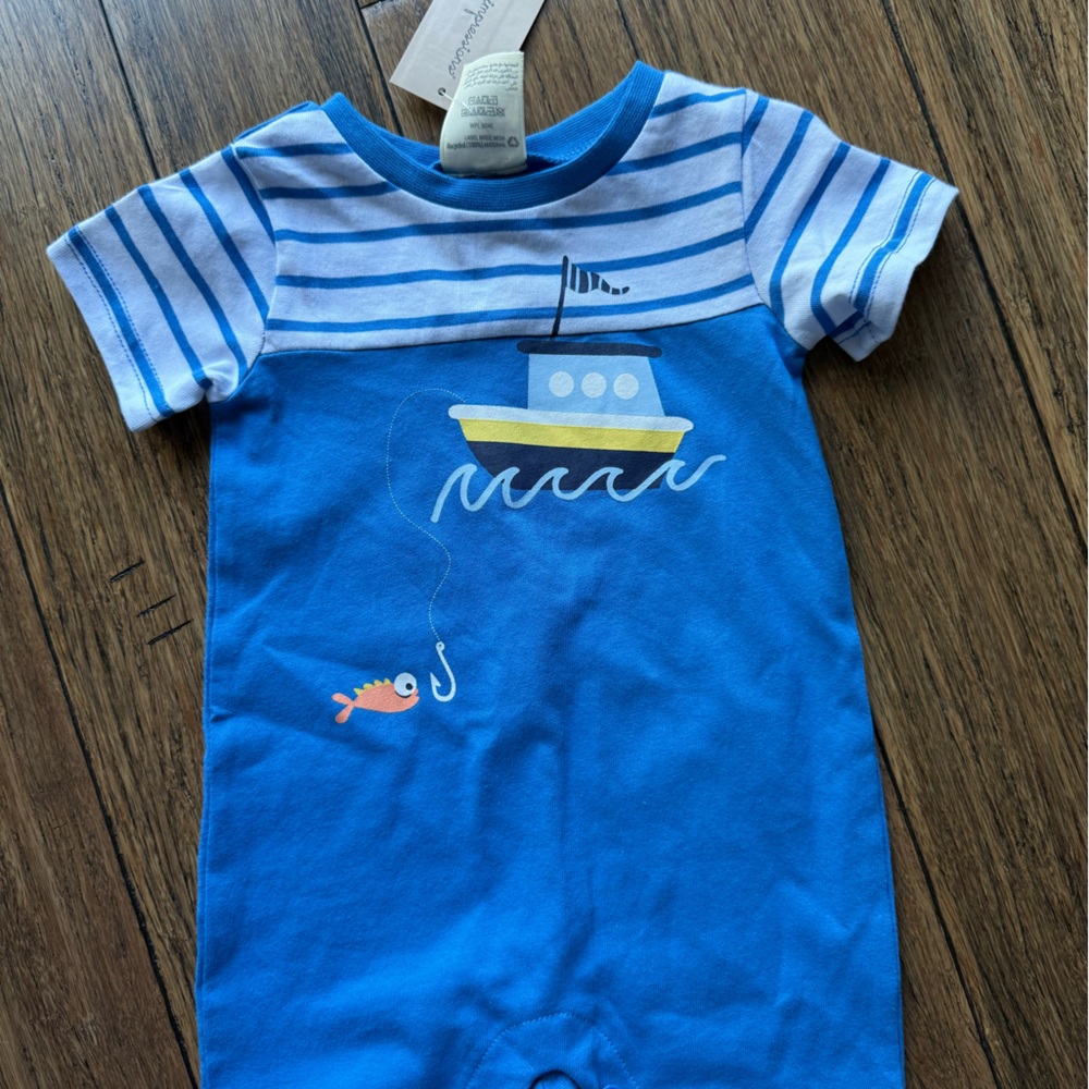 First Impressions Blue Nautical One Piece